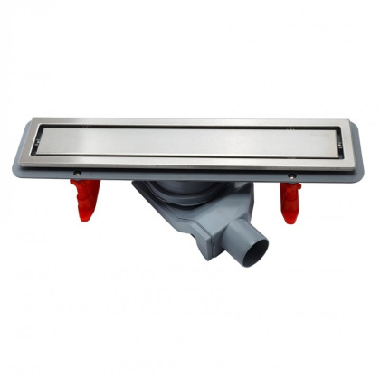 13100004 Линейный трап 650 мм CONFLUO PREMIUM LINE двухсторонняя модель Исполнение: матовый хром без перфорации/полая под плитку, рамка - матовый хром 