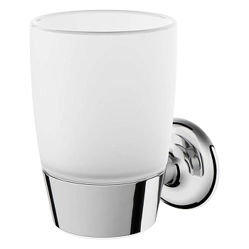 Стеклянный стакан A8034300 Like с настенным держателем, 12х8х11,5 см, хром