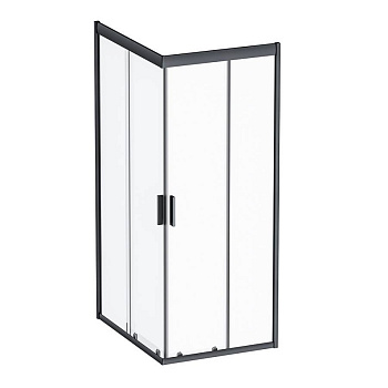 W90G-404-100280-BT Gem душ.ограждение 100х80 прям.,стекло прозрачное, профиль Черный мат.,без поддон