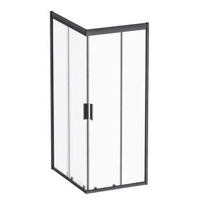W90G-404-100280-BT Gem душ.ограждение 100х80 прям.,стекло прозрачное, профиль Черный мат.,без поддон