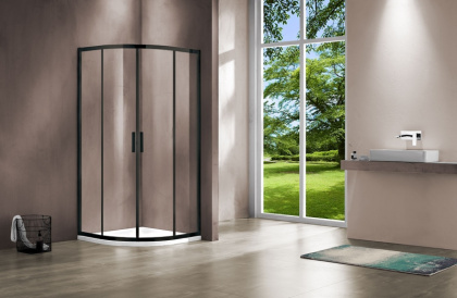 Душевой уголок Garda VSQ-1G900CLB, 900*900, черный, стекло прозрачное