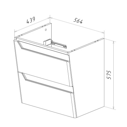 Тумба Lemark MIANO 60см под 1 раковину, подвесная, 2 ящика, цвет корпуса, фасада: Белый глянец