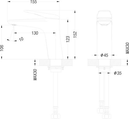 Смеситель для раковины Creto Mare 1.0 MARE-BM-CR глянцевый хром