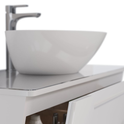 Столешница MIANO 80 см под 1 раковину из стекла, цвет: Белый Столешница MIANO 80 см под 1 раковину из стекла, цвет: Белый