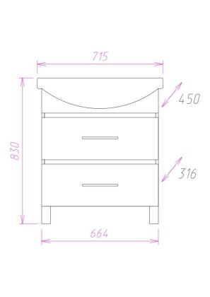 Тумба Onika Дельта 70 напольная, ясень шимо (ум. Балтика 70)