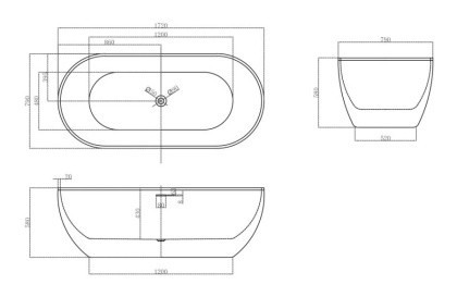Акриловая ванна Abber 170х80 AB9241MW