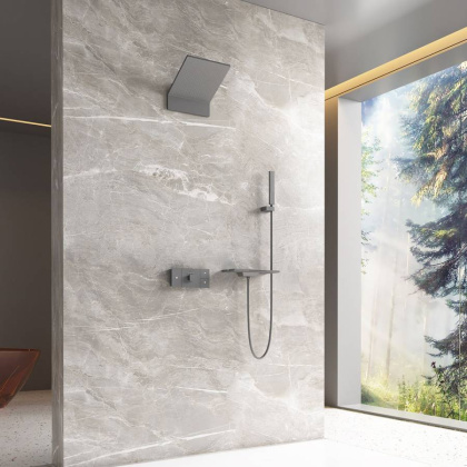 Душевой комплект Futura VSFW-2F11TGM термостатический встраиваемый, 3 режима, вороненая сталь Душевой комплект Futura VSFW-2F11TGM термостатический встраиваемый, 3 режима, вороненая сталь