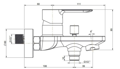 Смеситель SONATA для ванны, хром