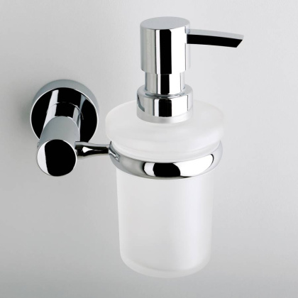 Дозатор для жидкого мыла Donau, 13х15х10 см, хром и белый, K-9499