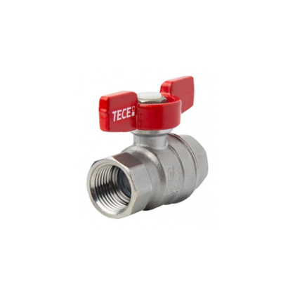 Кран шаровый полнопроходной, резьба внутр./внутр, хром., ручка -бабочка красная,3/4" Кран шаровый полнопроходной, резьба внутр./внутр, хром., ручка -бабочка красная,3/4"