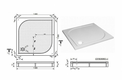 Экран для поддона "Гамма" 1000х1000 стеклопластиковый Экран для поддона "Гамма" 1000х1000 стеклопластиковый