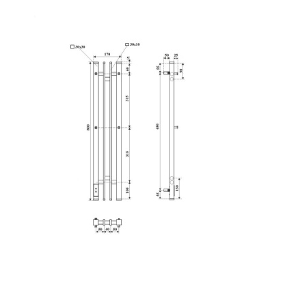 Полотенцесушитель электрический Point Фрея PN20728W П2 140x800 диммер слева, белый