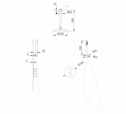 Душевая система ABBER Wasser Kreis AF8121 скрытого монтажа без излива, хром
