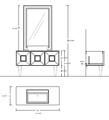 Тумба Fiaba 120, Бронзированное зеркало 3026-3K Boheme