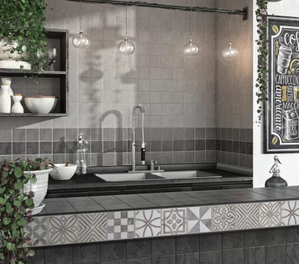 Вставка Амальфи орнамент коричневый  9,8x9,8x0,7 STG_A406_1266H