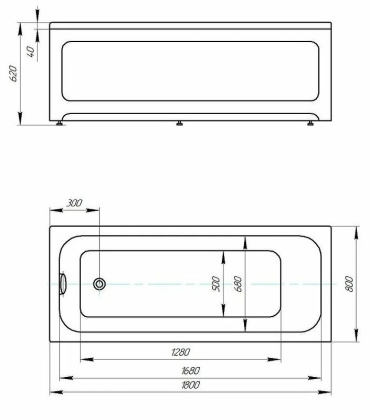 Акриловая ванна Акватек Мия 180x80 MIY180-0000001