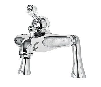 VINTAGE-PBVM-01-Sw-N Смеситель на борт ванны с ручным душем Исполнение: Хром, Ручки: Swarovski Nero  VINTAGE-PBVM-01-Sw-N Смеситель на борт ванны с ручным душем Исполнение: Хром, Ручки: Swarovski Nero