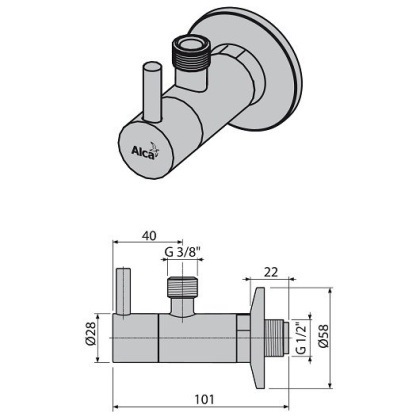 Угловой вентиль с фильтром 1/2"×3/8", черный-мат