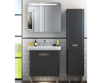 Пенал Sentо, с корзиной для белья, 40 см, цвет матовый антрацит, левосторонний  ( ножки 61069 заказываются отдельно ) Пенал Sentо, с корзиной для белья, 40 см, цвет матовый антрацит, левосторонний  ( ножки 61069 заказываются отдельно )