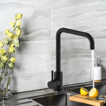 Смеситель черный д/кухни нержавеющая сталь BALEAR, арт.13435-2BLB