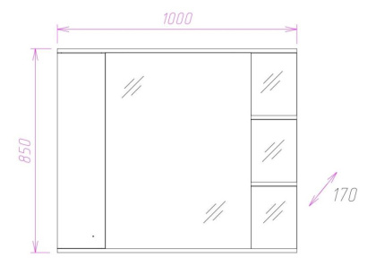 Шкаф-зеркало Onika Эльбрус 100 белый, правый, с подсветкой Шкаф-зеркало Onika Эльбрус 100 белый, правый, с подсветкой