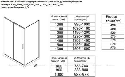 Боковая стенка Aquanet Pleasure Evo 80 AE65-F80-GBT профиль золото-никель браш, прозрачное стекло