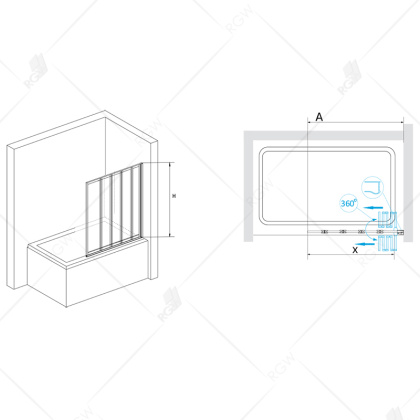 Душевая шторка на ванну RGW SC-22, 03112212-11, 120 х 150 см, профиль - хром