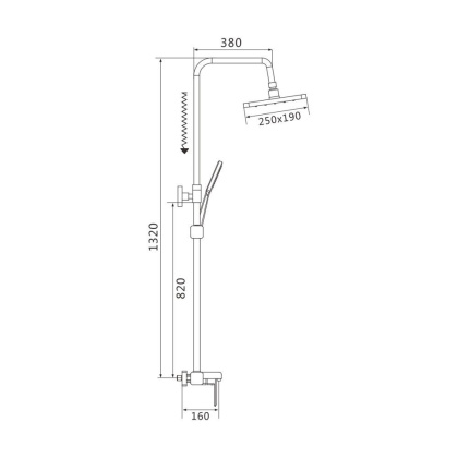Душевая система Shevanik, латунь S8836H черный Душевая система Shevanik, латунь S8836H черный