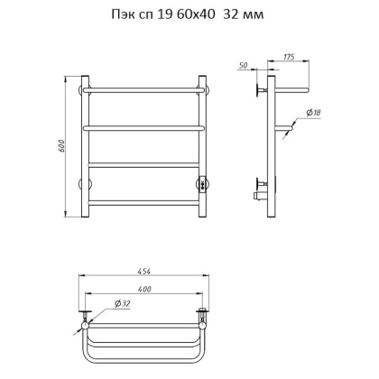 Полотенцесушитель Пэк сп 19 60х40 32 мм