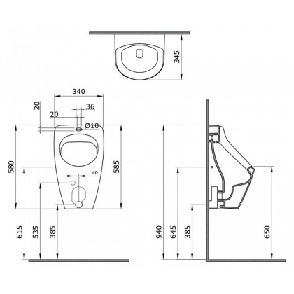 Писсуар подвесной Bocchi Parma с сенсорным управлением 1163-001-0131 белый, шт
