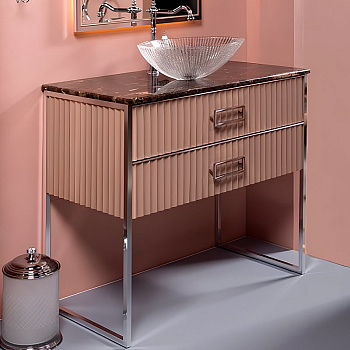 Тумба MONACO 100см h74см капучино глянец + хром под раковину чашу 867-100-CPCR Boheme