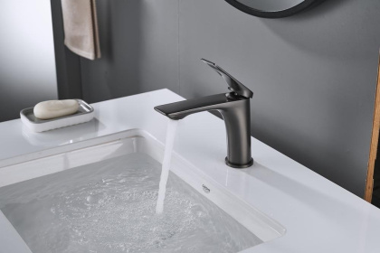 Смеситель для раковины латунь, оружейная сталь S9101T