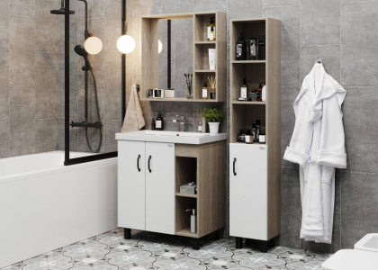 Тумба Onika Тимбер 70 напольная, белая мат./дуб сонома (ум. Фостер 70) Тумба Onika Тимбер 70 напольная, белая мат./дуб сонома (ум. Фостер 70)