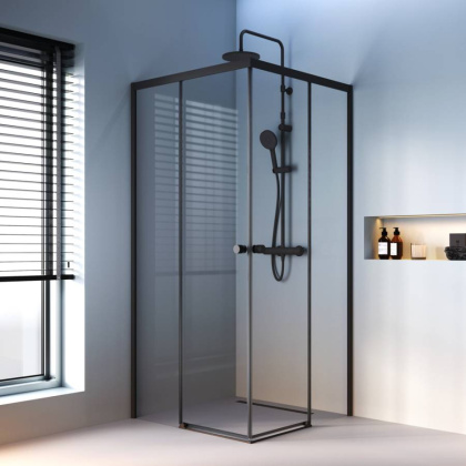 W94G-403-9090-BТ Душевое ограждение X-Joy Square Slide 90х90, Черный, прозрачное