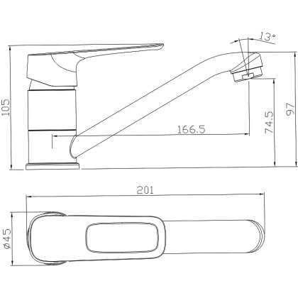 Смеситель Rossinka RS46-22 для раковины с поворотным изливом Смеситель Rossinka RS46-22 для раковины с поворотным изливом