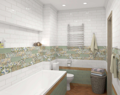 Плитка настенная 9016 Монпарнас белый (8,5см*28,5см*8,5мм) (44шт/1,07м2), м2