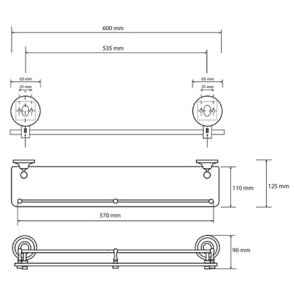 Стеклянная полка Bemeta Retro bronze 144102267 Бронза Стеклянная полка Bemeta Retro bronze 144102267 Бронза