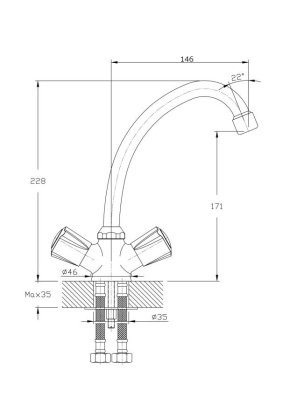 Смеситель для кухонной мойки RUSH Pioneer (PI7950-22) Смеситель для кухонной мойки RUSH Pioneer (PI7950-22)