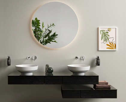 Модуль 90 см под раковину с выдвижным ящиком, левосторонний, черный дуб