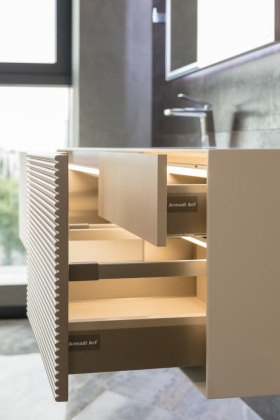 MINIMAL Тумба 120см цвет DELMAR фасад рифленый (2 ящика) с инт. подсветкой 898-120-D Boheme