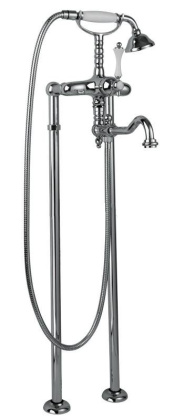 MARGOT-VDP2-01-Bi Напольный смеситель для ванны с поворотным изливом и ручным душем Исполнение: Хром, Ручки: Белая 