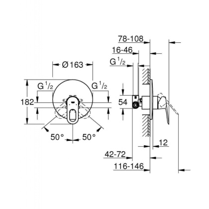 Смеситель для душа GROHE BauLoop (внешняя и встраиваемая части), хром (29080000 Смеситель для душа GROHE BauLoop (внешняя и встраиваемая части), хром (29080000