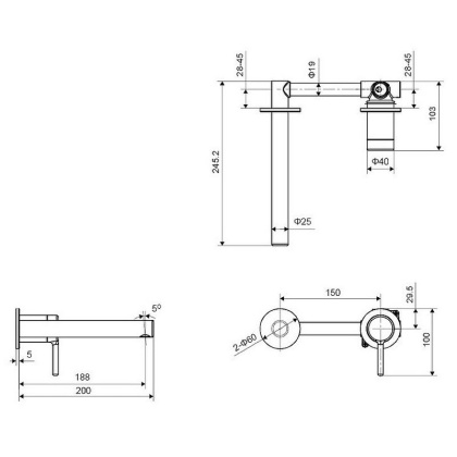 Смеситель для умывальника скрытого монтажа EXCELLENT Pi AREX.1214WH (белый мат)