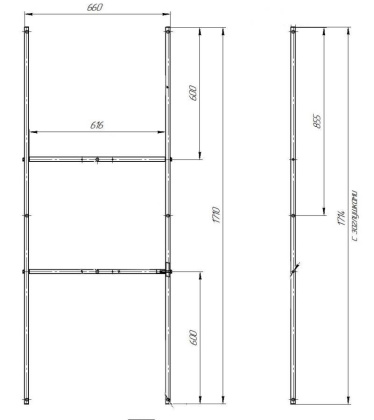 Каркас для ванны 175-180х70 см Creto K17518070 черный