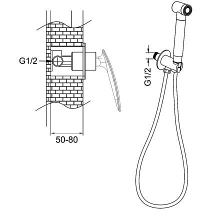 Гигиенический душ со смесителем Rose R1105, хром Гигиенический душ со смесителем Rose R1105, хром