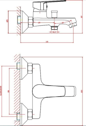 Смеситель для ванны/душа Orange Loop M26-100b с душевым набором