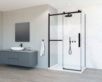 Душевой уголок Como Soft VSR-1CS1012CLB, 1200*1000, черный, стекло прозрачное