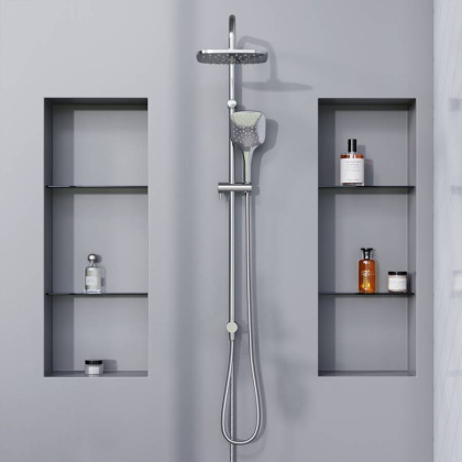 931000000 Eclipse, душ. система: верхний душ 220мм, ручн.душ 3 ф-ии 120 мм, штанга 1010 мм, Хром 931000000 Eclipse, душ. система: верхний душ 220мм, ручн.душ 3 ф-ии 120 мм, штанга 1010 мм, Хром