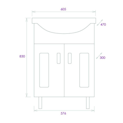 Тумба Onika Кристалл 60 напольная, белая (ум. Байкал 60) Тумба Onika Кристалл 60 напольная, белая (ум. Байкал 60)