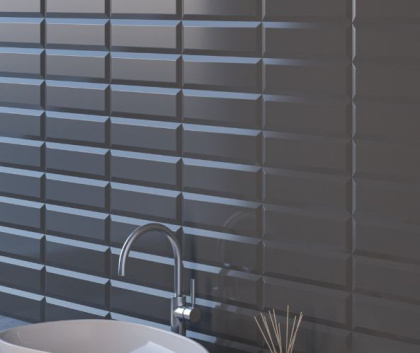 Плитка настенная 9028 Аккорд дымчатый тёмный грань 8,5*28*5*9,2 (40шт/0,97м2), м2